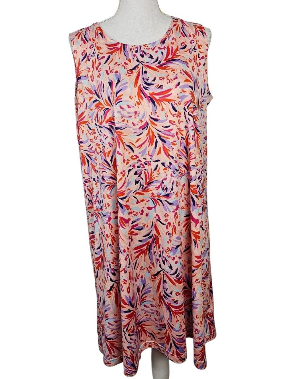 Stella Parker Collection Women’s Sleeveless Shift Dress Pink Floral Print Size L